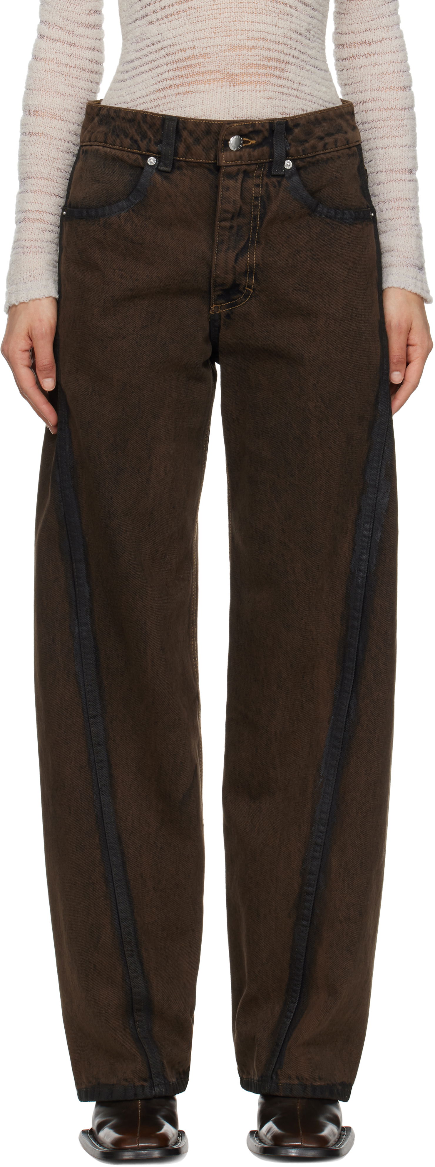 Džínsy Eckhaus Latta Eckhaus Latta Bend Jeans Hnedá | 1225-EL-PS25-O -, 0