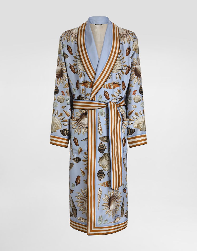 Pyžamo Dolce & Gabbana Dolce & Gabbana Silk Twill Shell-Print Robe Modrá | G031TTHI1ZBHC5PK