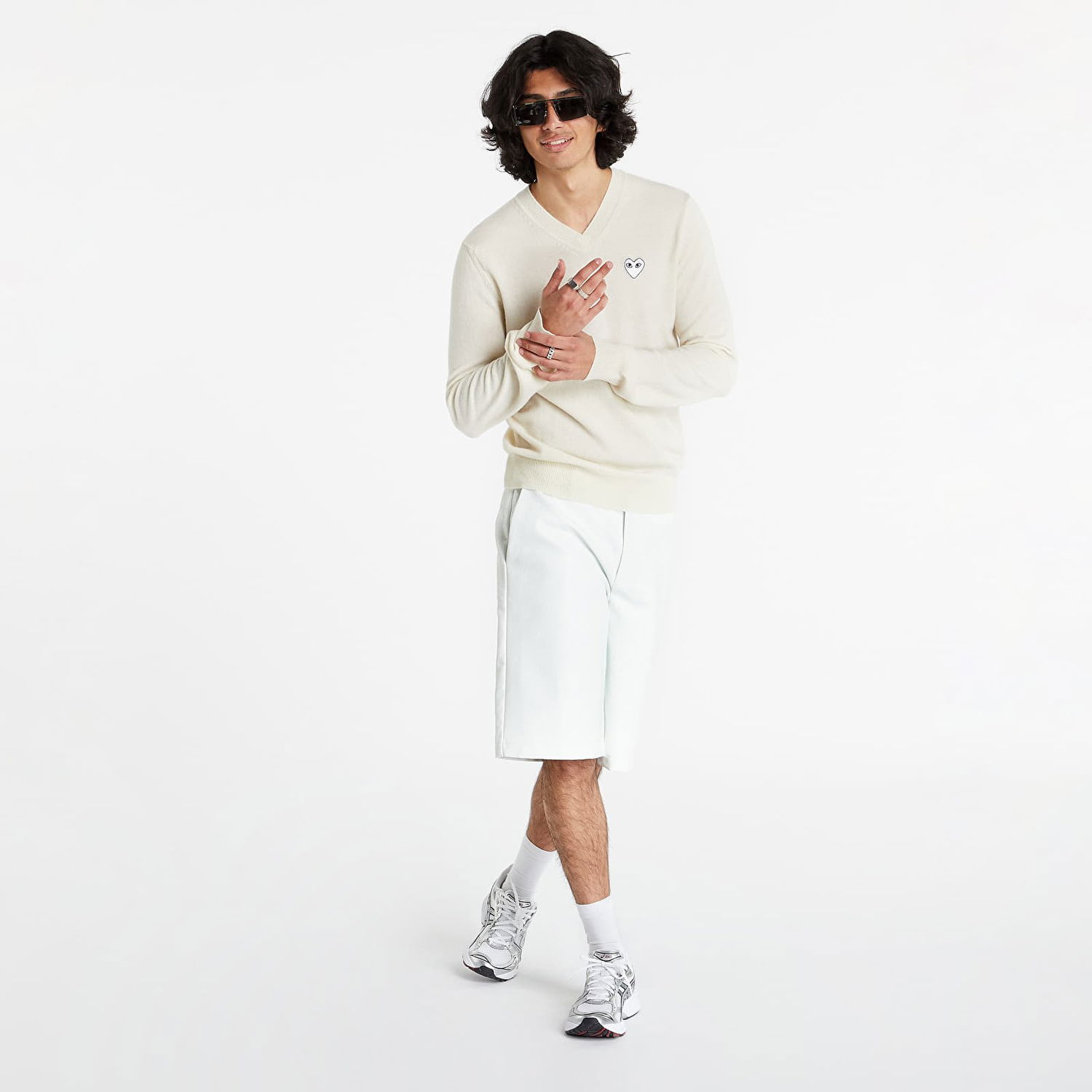 Sveter Comme des Garçons PLAY White Heart Pullover Béžová | P1N064, 0