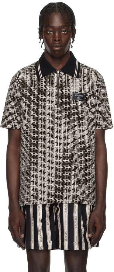 Polo tričko Balmain Maze Print Polo Shirt Šedá | EH1GC027BC90, 0