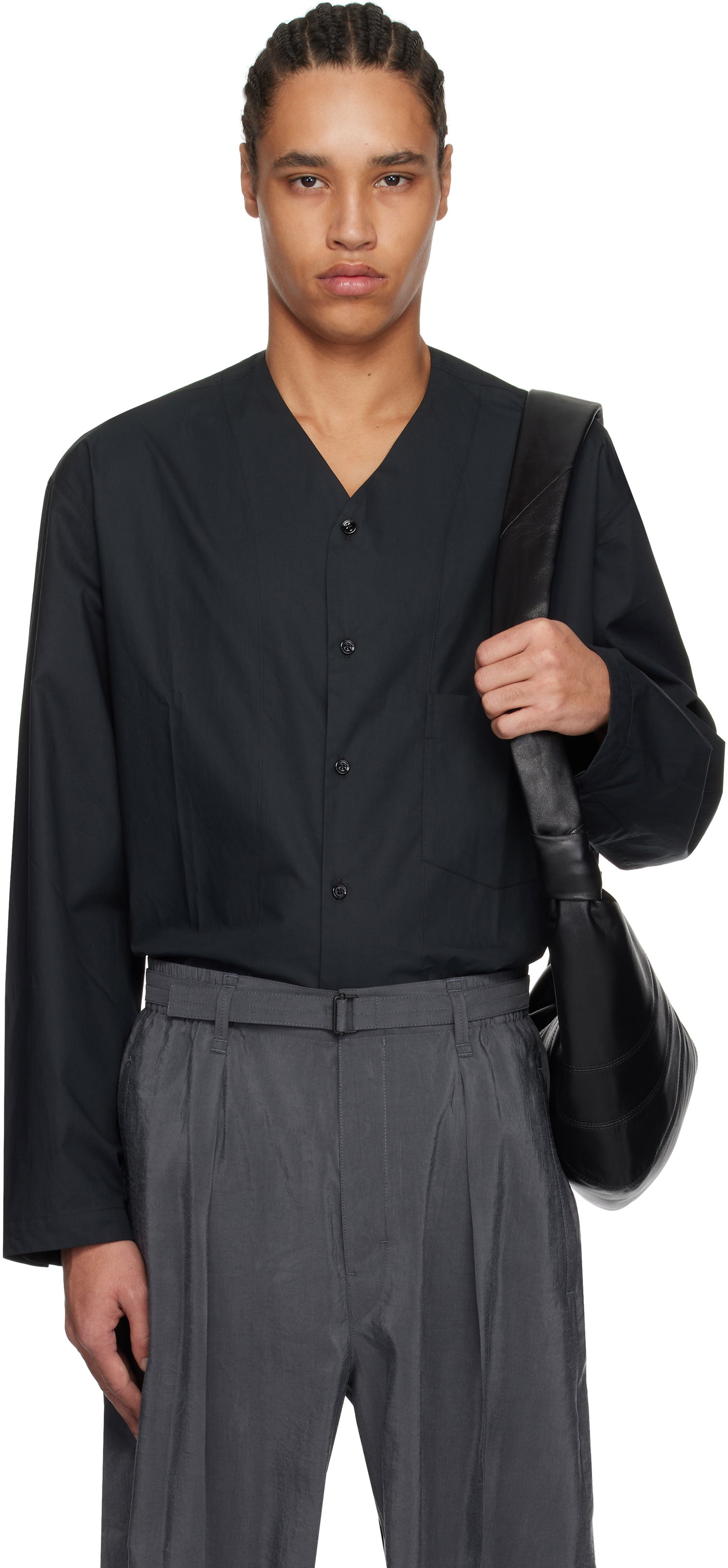 Košeľa LEMAIRE Lemaire V-Neck Button-Up Shirt Čierna | SH1144 LF588, 0
