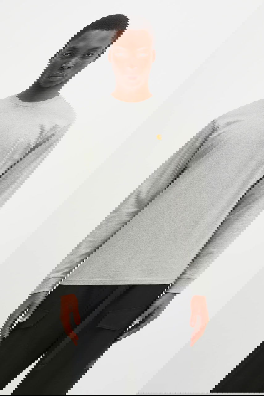 Tričko Carhartt WIP Long Sleeve T-Shirt Chase Šedá | I026392.GREY.HEATH, 0