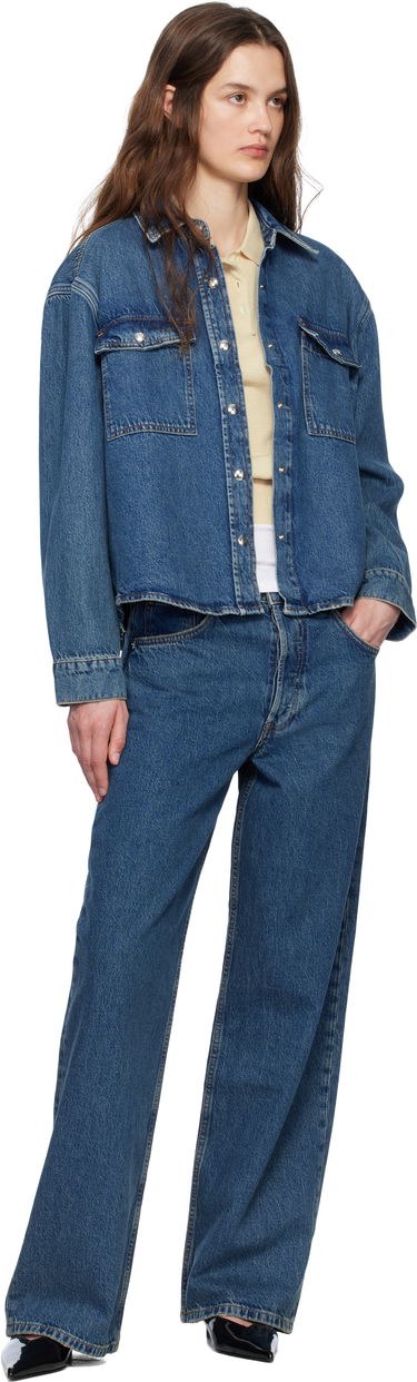 Bunda Anine Bing ANINE BING Paxton Cropped Denim Shirt Modrá | A-07-10673-WHD47, 3