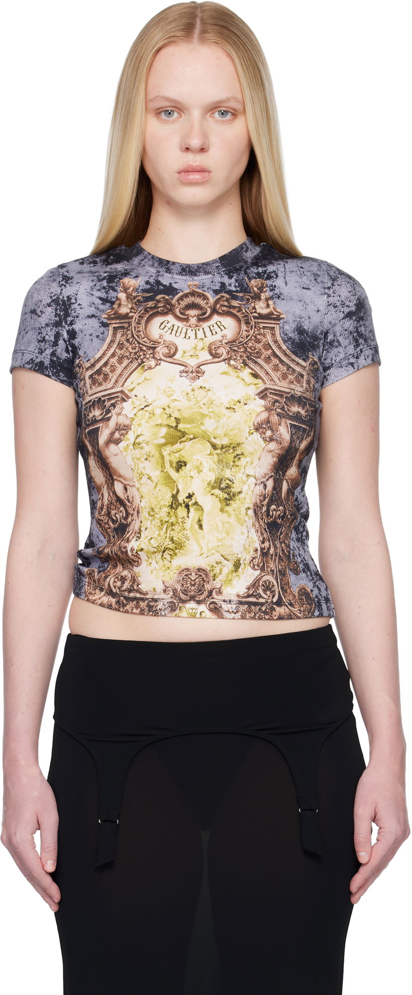 Crop Top Jean Paul Gaultier 'The Blue Médaillon' Ribbed Cropped T-shirt Rôznofarebný | 25/04-W-TO301-J013P-005740