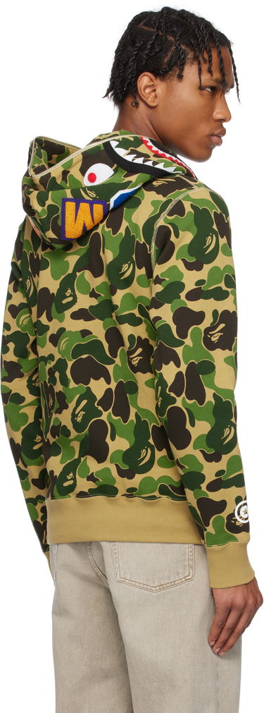 Mikina BAPE A Bathing Ape ABC Camo Shark Half Zip Hoodie Zelené | 001PPK801010M, 2