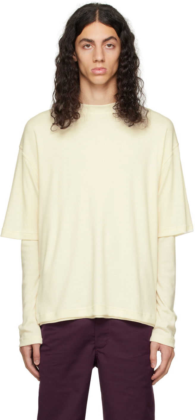 Tričko GR10K Layered Long Sleeve T-Shirt Béžová | GR4B3JW_OW, 0