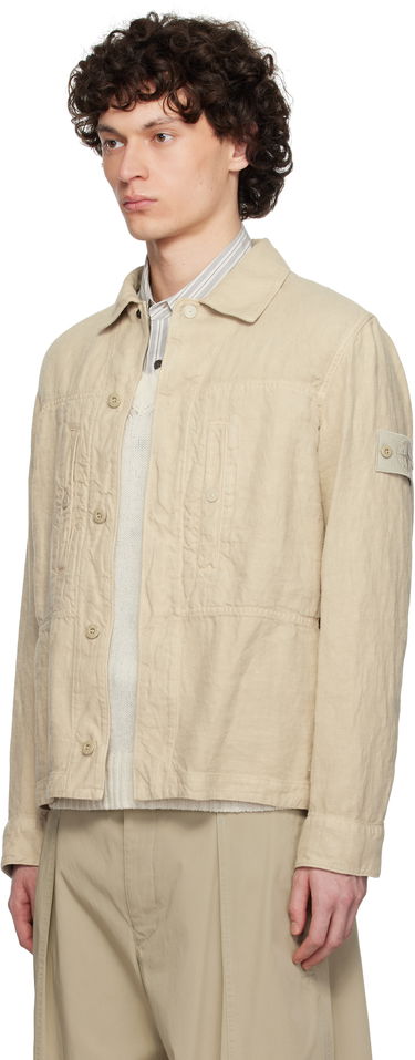 Kabáty Stone Island Stone Island Diagonal Linen Overshirt Béžová | K1S15 1200010 S00F8, 3