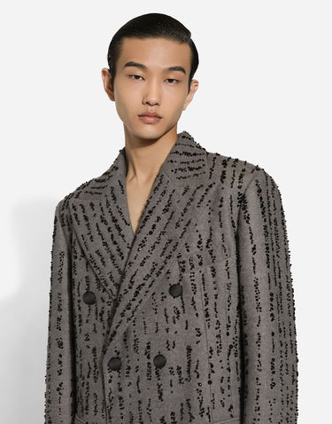 Kabáty Dolce & Gabbana Embroidered Double-breasted Coat Šedá | G048VZGI578S9000, 3