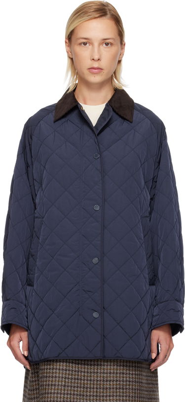 Bunda Max Mara Pepato Quilted Jacket with Corduroy Collar Navy | 2525496102600, 0
