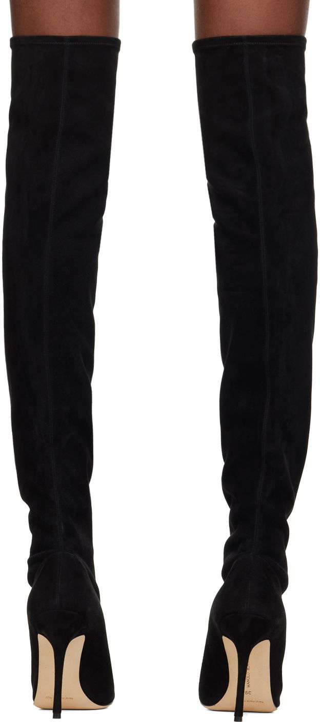 Starostlivosť o obuv Manolo Blahnik Manolo Blahnik Pascalarehi Suede Over-The-Knee Boots Čierna | 220-0698, 1