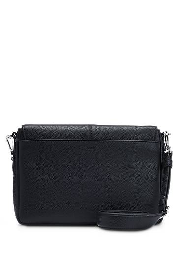 Kabelka BOSS Grained Faux-Leather Saddle Bag with Double B Monogram Čierna | 50535960, 1