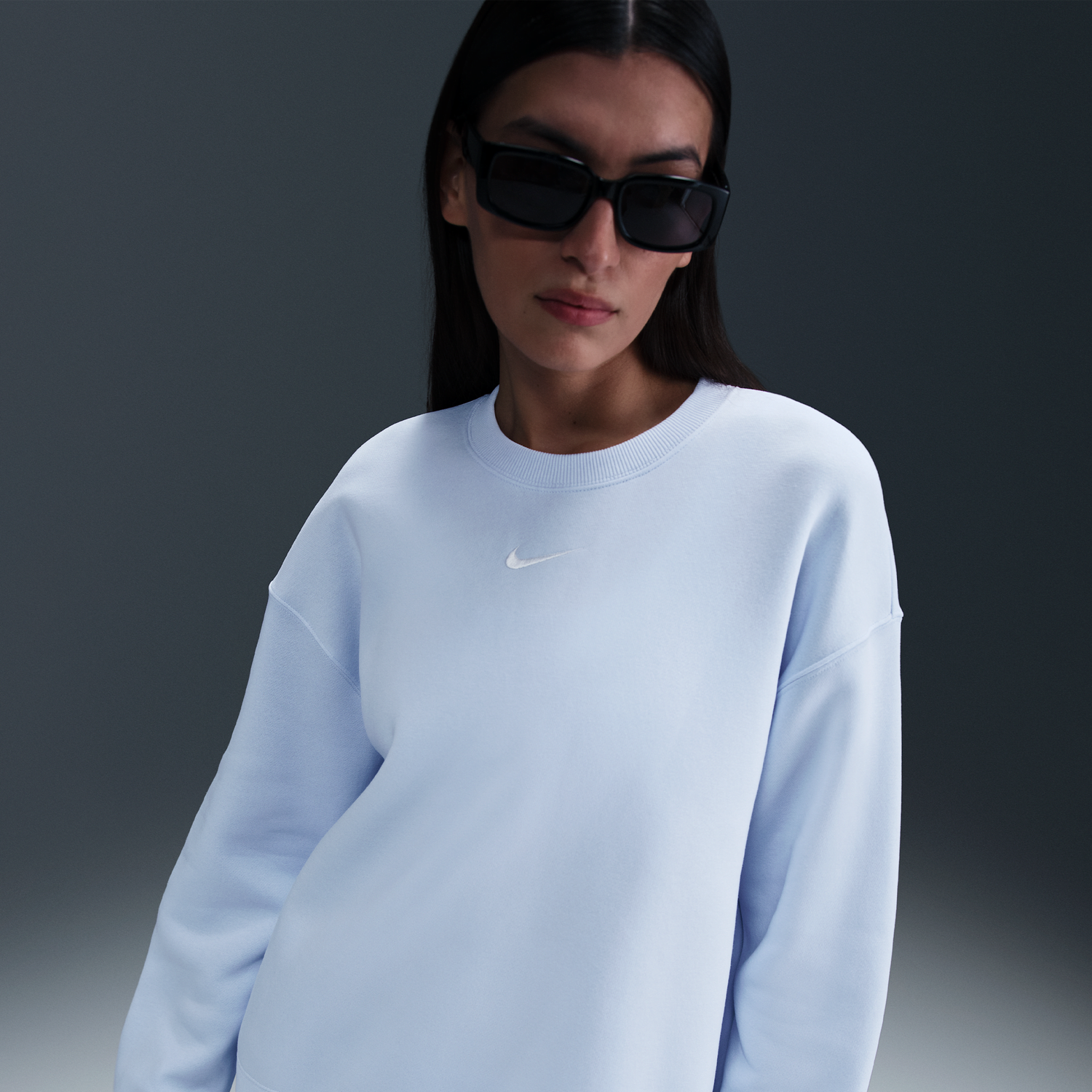 Sveter Nike Sportswear Phoenix Fleece Crew Sweatshirt Modrá | FZ4270-423, 1
