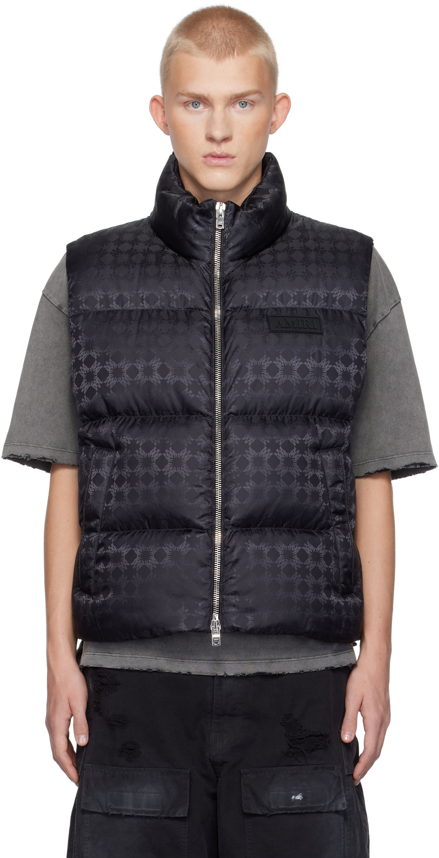 Vesta AMIRI Jacquard Down Vest Čierna | AMOUDW1007, 0