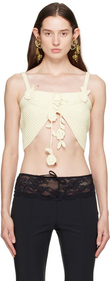 Tielko Blumarine Flower Lace-Up Camisole Béžová | P422M417A, 0