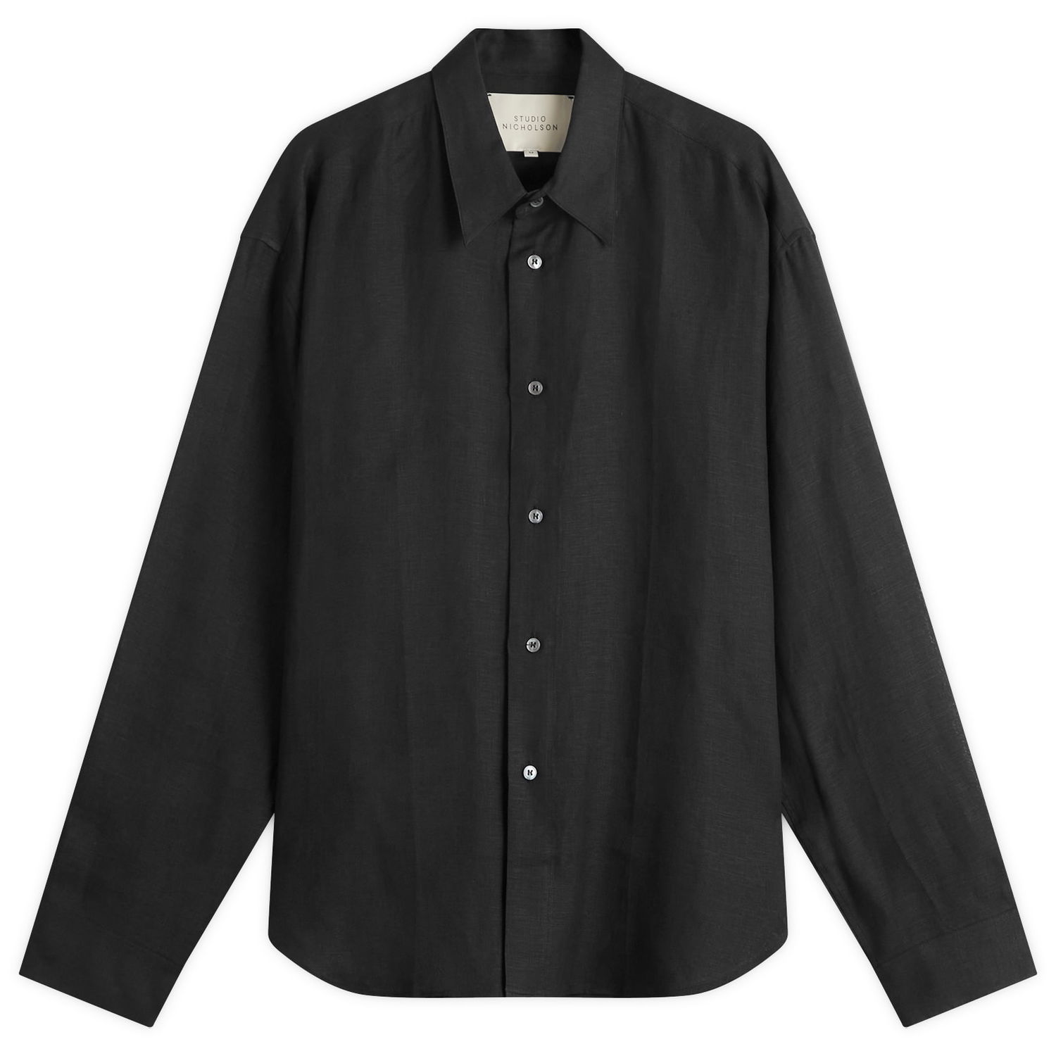 Košeľa Studio Nicholson Studio Nicholson Linen Shirt, Size Large Čierna | RAFESNM-1402-DKN, 1