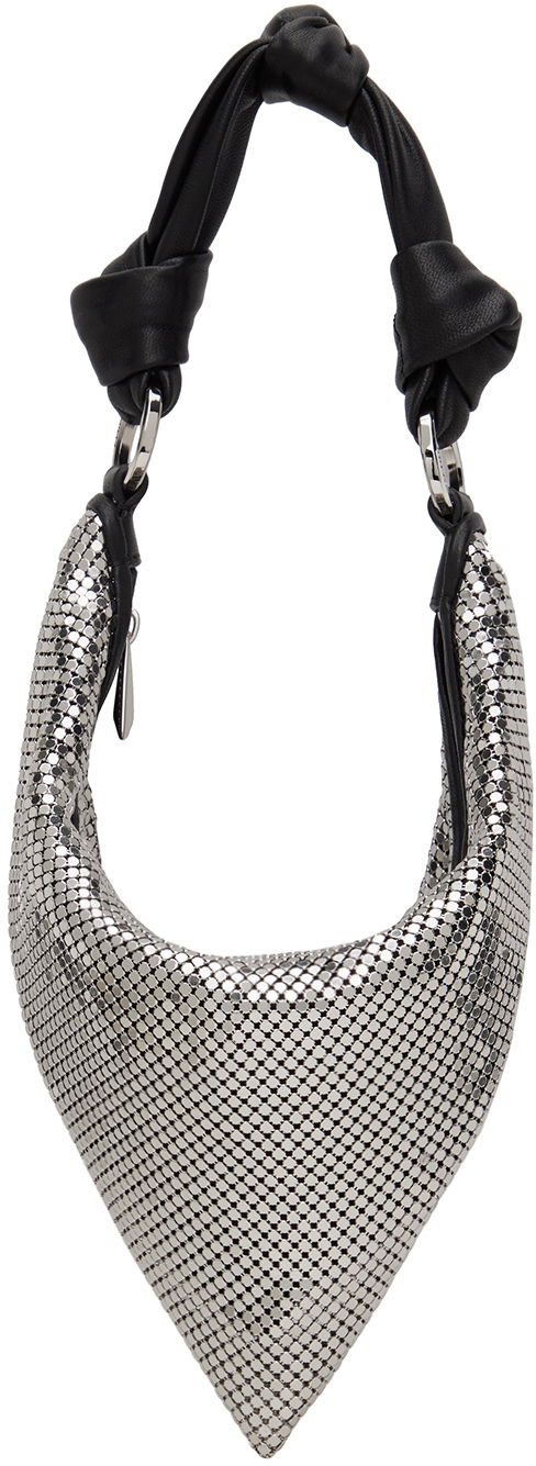 Kabelka Amina Muaddi Mini Cameron Silver Metallic Shoulder Bag Metalická | MINI CAMERON METAL MESH
