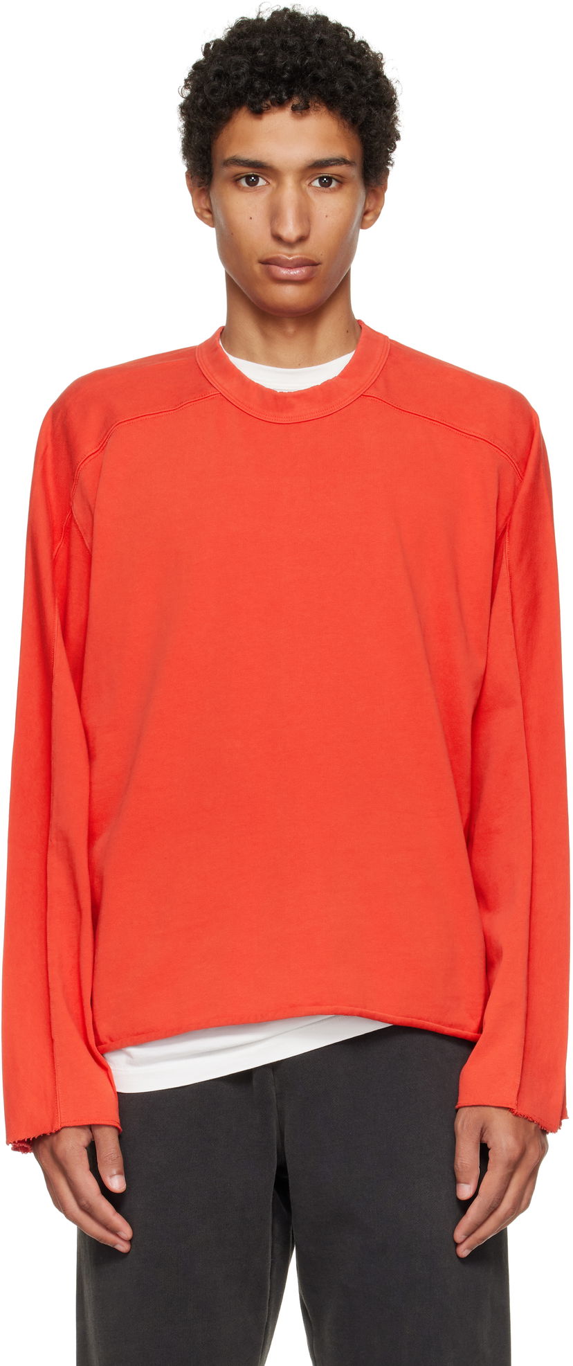 Tričko Entire Studios Heavy Raglan Raw-Edge Long Sleeve T-shirt Oranžová | ES2486CH
