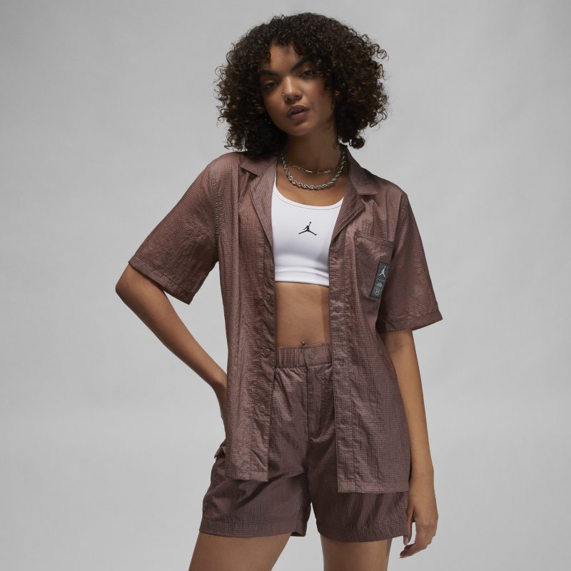 Košeľa Nike Paris Saint-Germain Women's Woven Short-Sleeve Shirt Hnedá | DN3467-291, 0