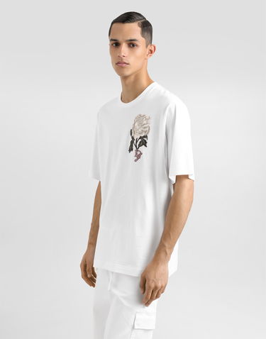 Tričko Dolce & Gabbana Dolce & Gabbana Cotton T-Shirt with Rose Patch Biela | G8PN9ZG7O4QW0800, 3