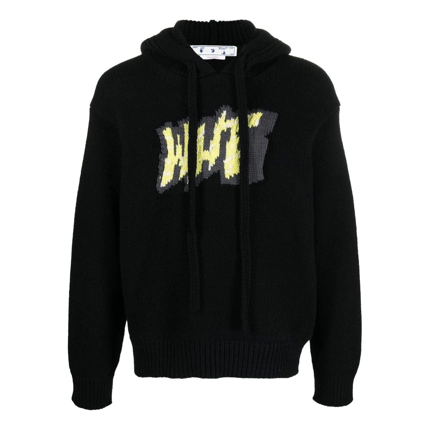 Sveter Off-White Off-White Intarsia Knit Hoodie Čierna | OMHA167F22KNI0021001, 0