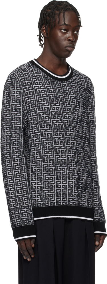Sveter Balmain Geometric Knit Sweater Čierna | EH1KD000KI03, 1
