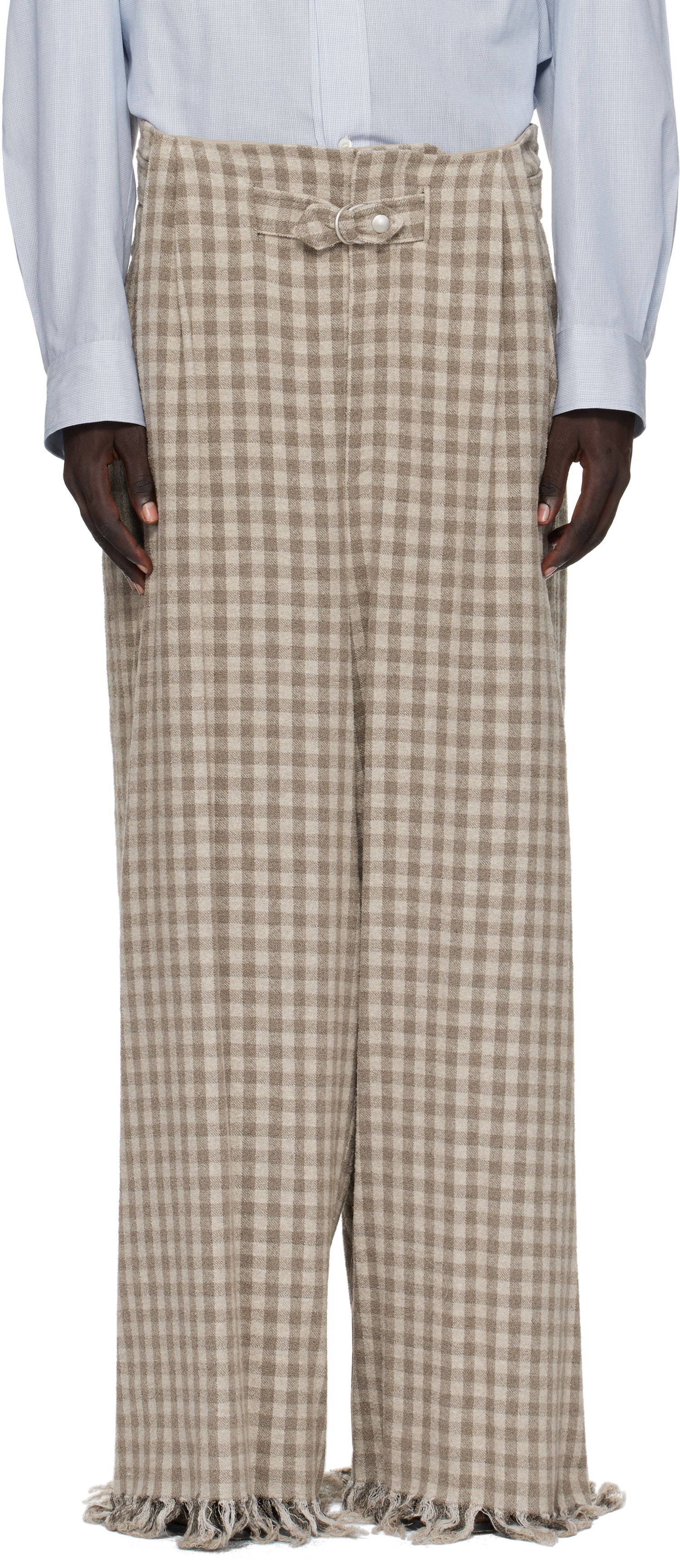 Nohavice HED MAYNER Hed Mayner Check Trousers Béžová | HMMB30041A-HB201, 0