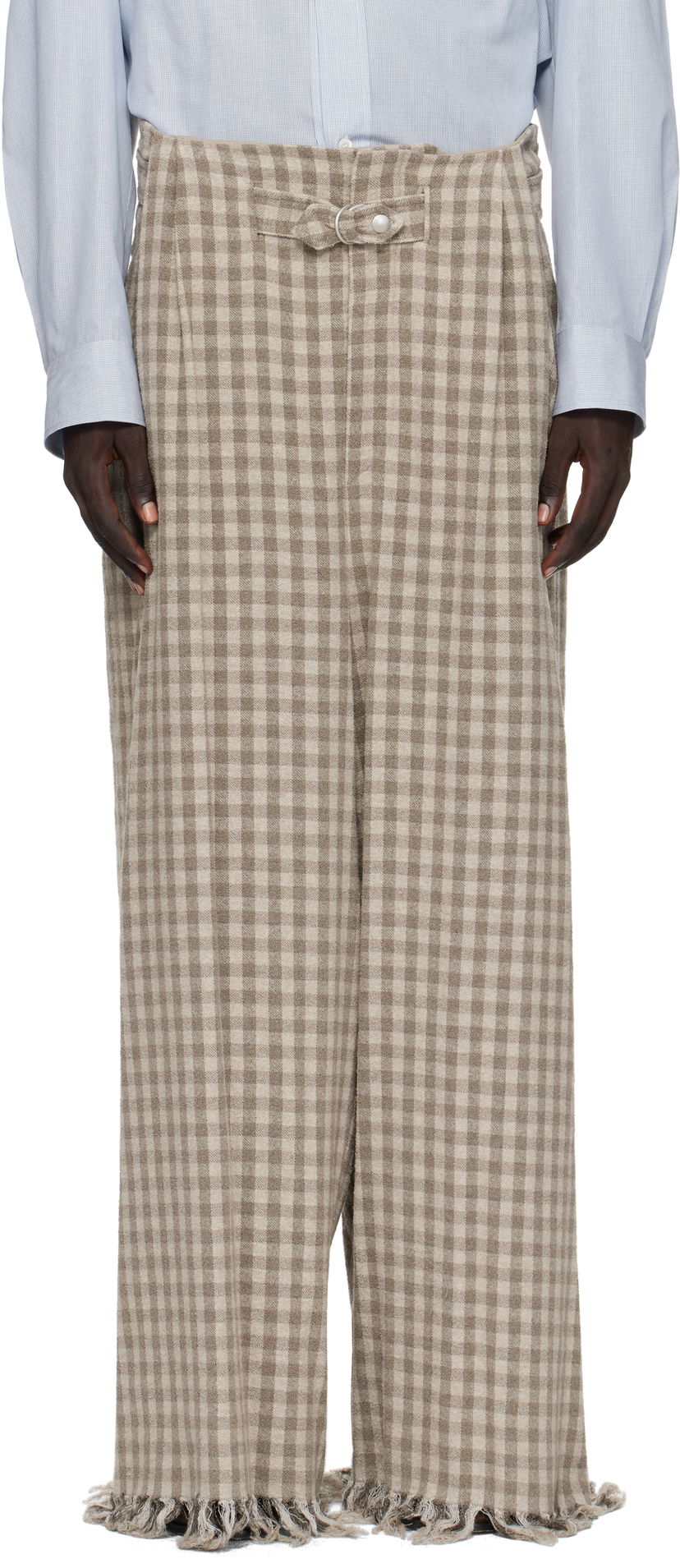 Nohavice HED MAYNER Hed Mayner Check Trousers Béžová | HMMB30041A-HB201