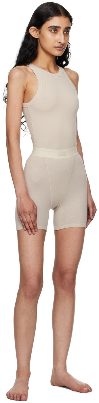 Šortky SKIMS Ribbed Boxer Shorts Béžová | PN-HWS-0042, 3