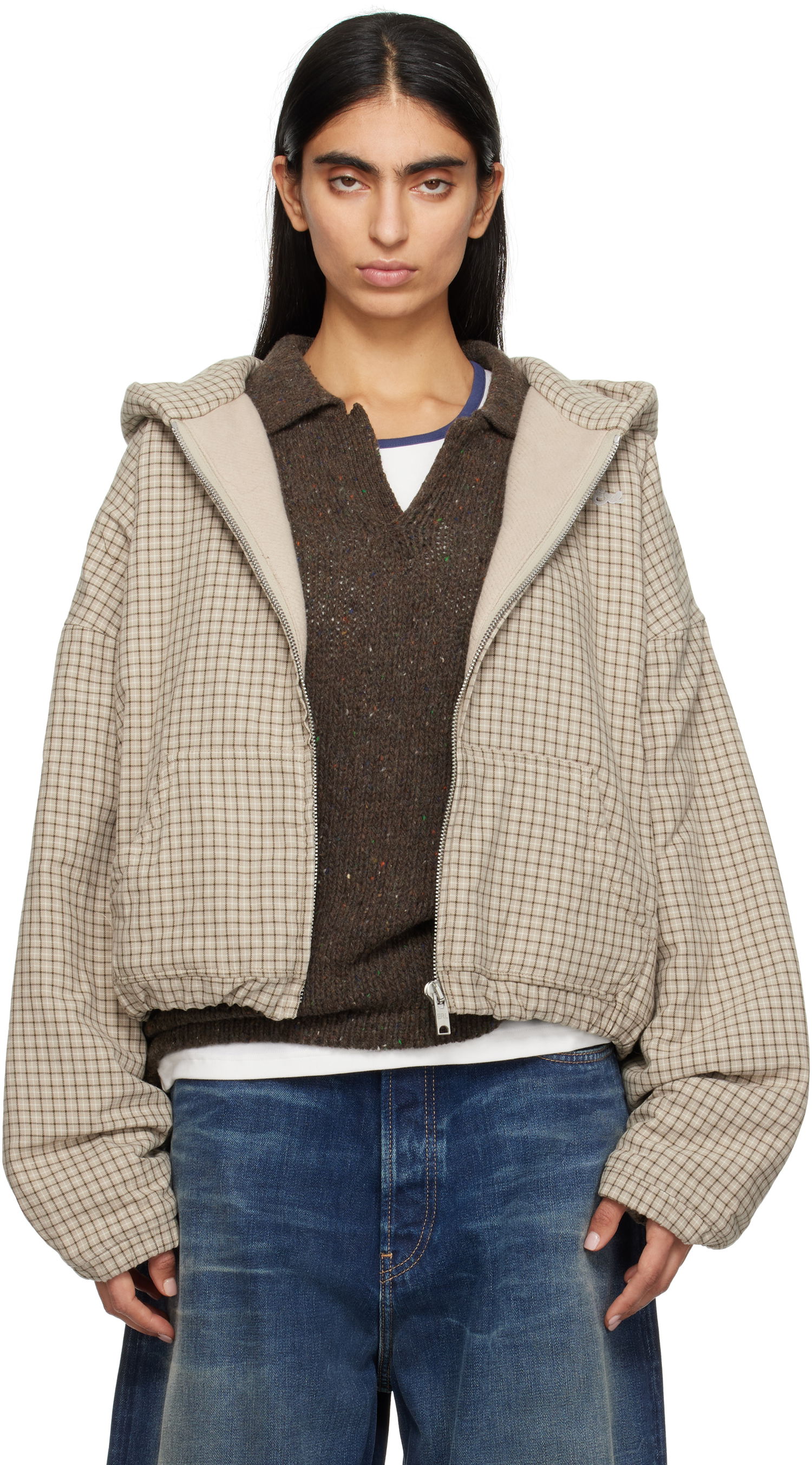 Mikina ERL ERL Plaid Padded Jacket Béžová | ERL09J023, 0