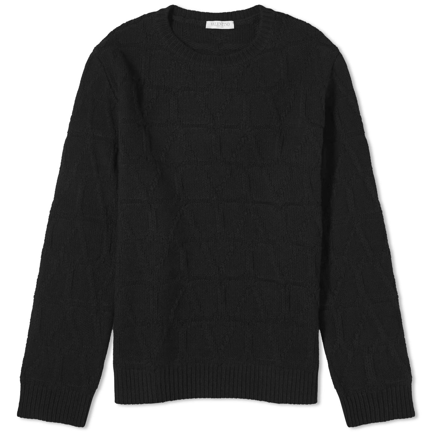 Sveter Valentino Men's Icon Logo Crew Knit Black Čierna | 4V3KC28W9WW-MXM, 0