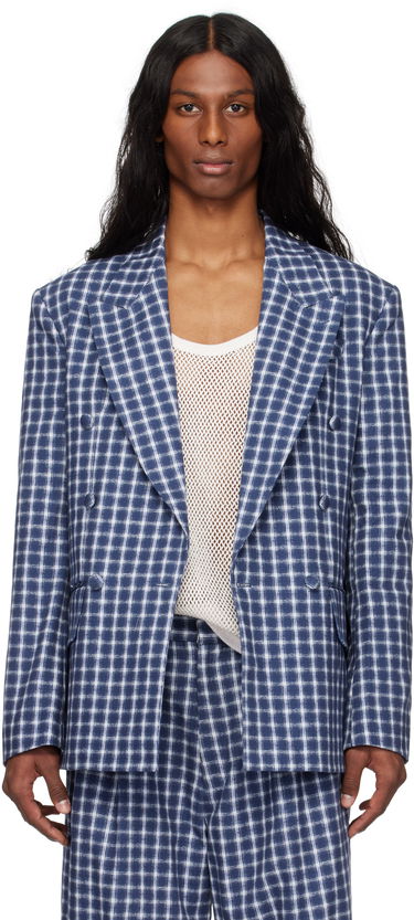 Bunda ERL ERL Check Double-Breasted Blazer Modrá | ERL10J038, 0
