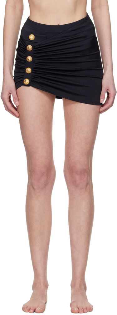 Sukňa Balmain Balmain Draped Button Sarong Cover-up Skirt Čierna | BKG412250, 0