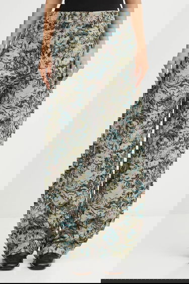 Nohavice GANNI Tapestry Jacquard Wide Leg High Waist Pants Rôznofarebný | W0777, 0