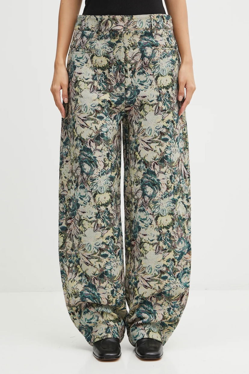Nohavice GANNI Tapestry Jacquard Wide Leg High Waist Pants Rôznofarebný | W0777