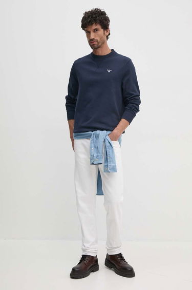 Mikina Barbour Navy Blue Crew Neck Sweatshirt Navy | MOL0643, 1