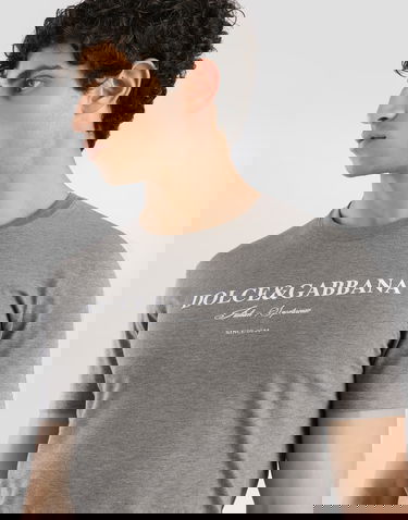 Tričko Dolce & Gabbana Dolce & Gabbana Cotton T-Shirt with Logo Print Šedá | G8RN8TG7O9YS8291, 3