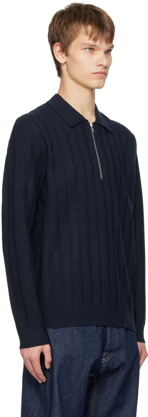 Sveter Samsoe Samsoe Samsøe Samsøe Gabriel Knit Polo Shirt Navy | M23400055, 1