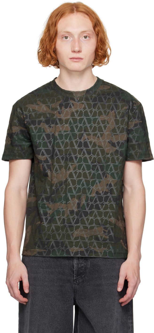 Tričko Valentino Khaki Toile Iconographe T-Shirt Zelené | 5V3MG13AAB6, 0
