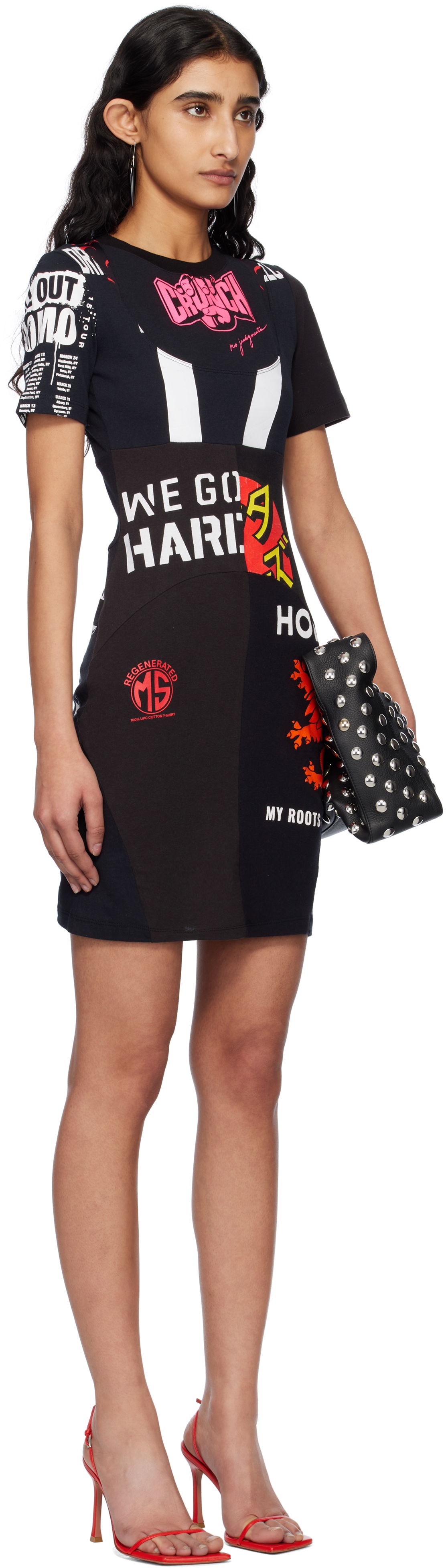 Šaty Marine Serre Marine Serre Upcycled Graphic T-Shirt Minidress Čierna | WDR230A UJER0003, 1