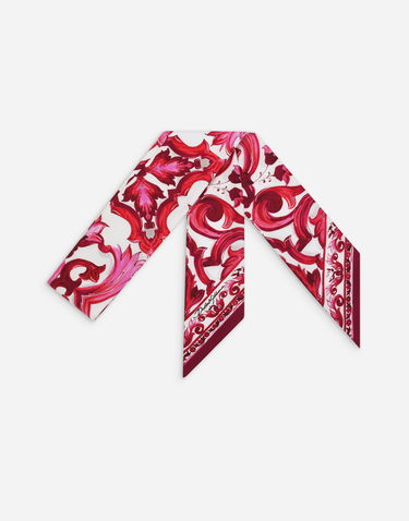Šál Dolce & Gabbana Majolica-Print Silk Twill Headscarf Červená | FS215AGDAOYHE3OO, 0
