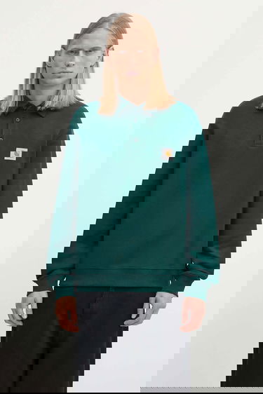 Mikina Carhartt WIP Long Sleeve Polo Sweatshirt with Logo Patch Zelené | I035532.05AXX, 0