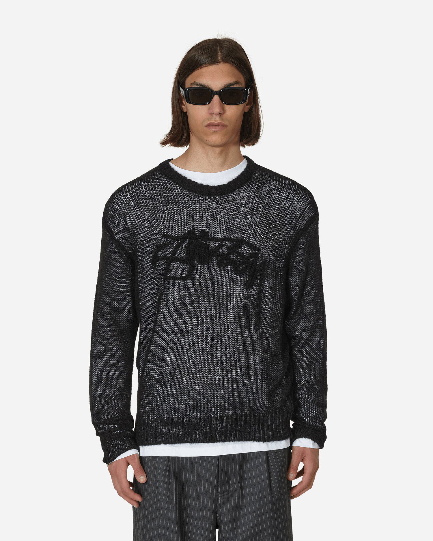Sveter Stüssy Loose Knit Logo Sweater Čierna | 117180 BLAC, 0