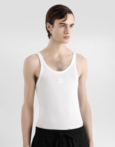Tielko Dolce & Gabbana Dolce & Gabbana Embroidered Cotton Tank Top Biela | G8PA8ZG7PGPW0800, 3