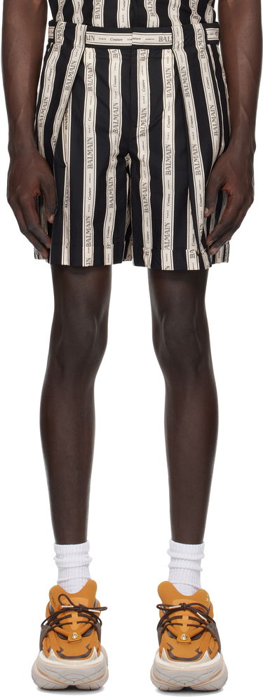 Šortky Balmain Black & Beige Ribbon Shorts Čierna | EH1PA126CF80, 0