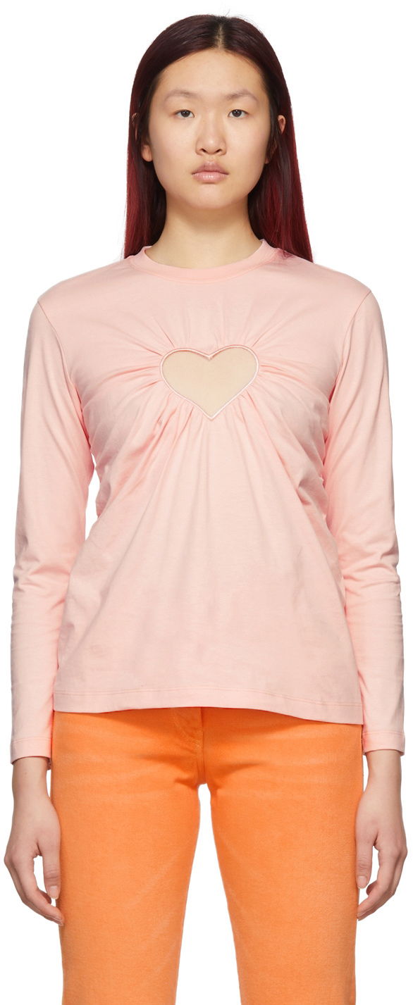 Tričko MSGM Mesh Logo Long Sleeve T-Shirt Ružová | 3241MDM90 227298, 0