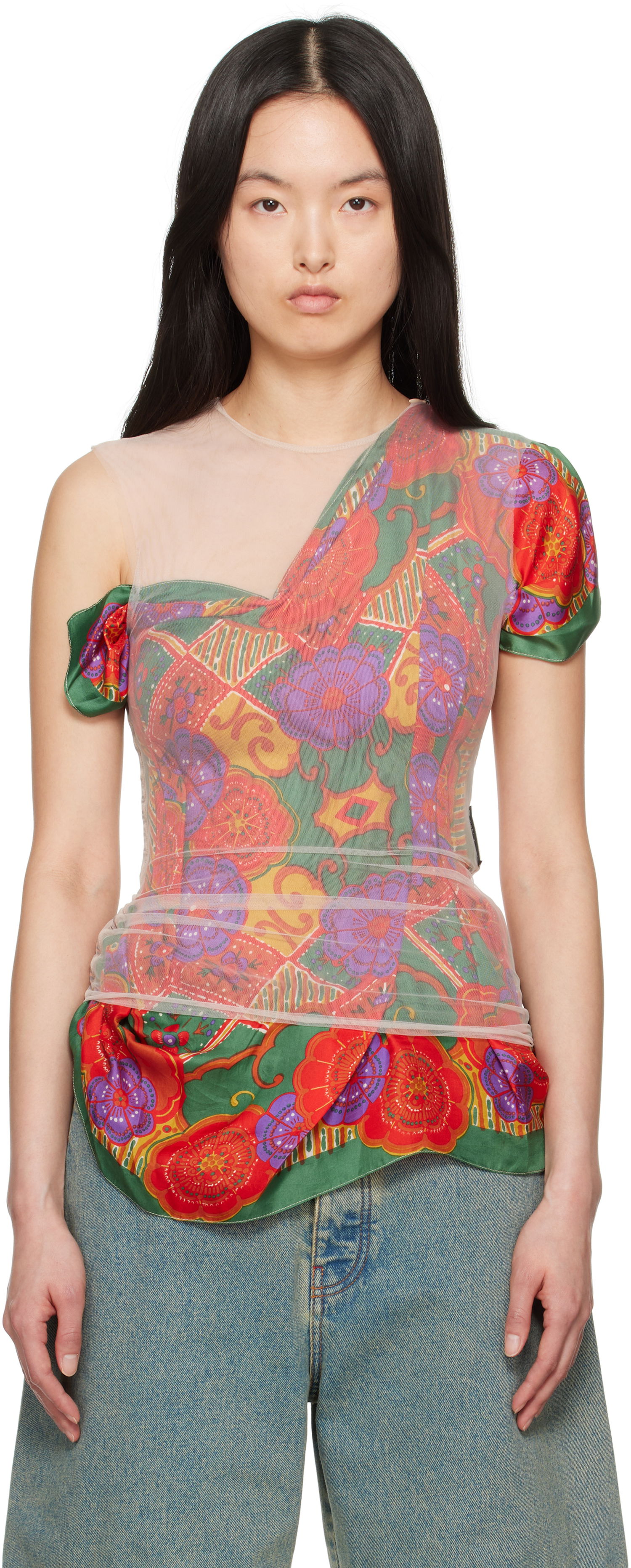 Tielko Marine Serre Marine Serre Regenerated Silk Scarf Layer Top Rôznofarebný | WTO422A UWOV0028, 0