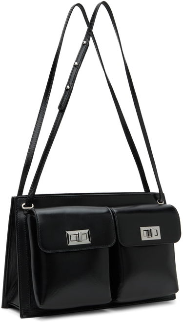 Taška cez rameno BY FAR Leather Double Pocket Tote Bag Čierna | SWBSB024LL002BK001PL, 1