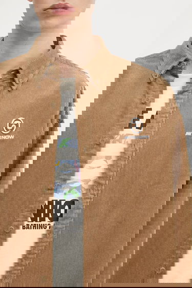 Košeľa AAPE by A Bathing Ape AAPE Now Long Sleeve Corduroy Shirt Hnedá | AAPSTM8499XXN, 3