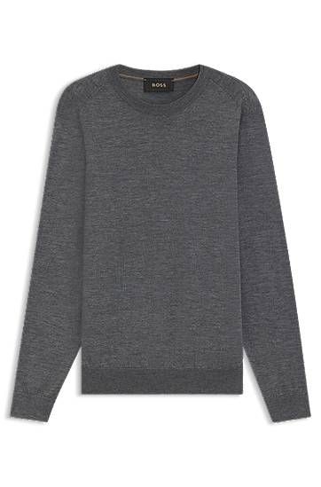 Sveter BOSS Knitted sweater in wool, silk and cashmere Šedá | 50544808