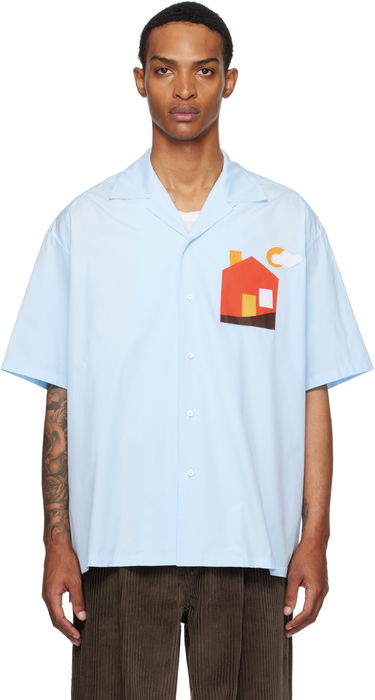 Košeľa Moschino Moschino Poplin House Appliqué Shirt Modrá | 252ZZ020752351293, 0